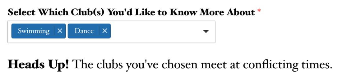 HTML Notice Multi-Select Dropdowns