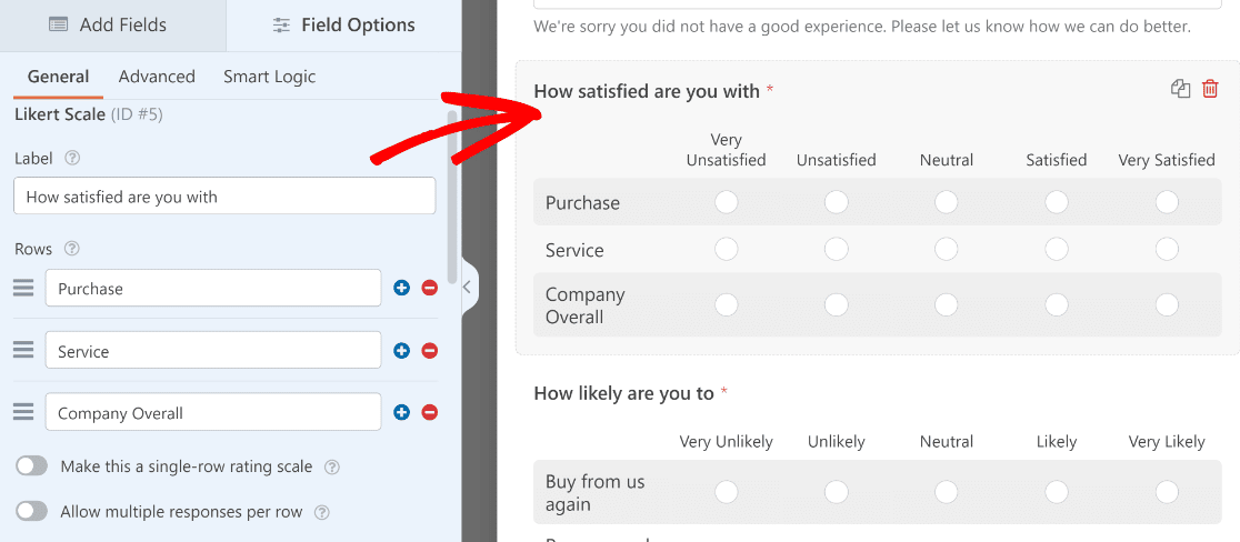 Accessing matrix field options