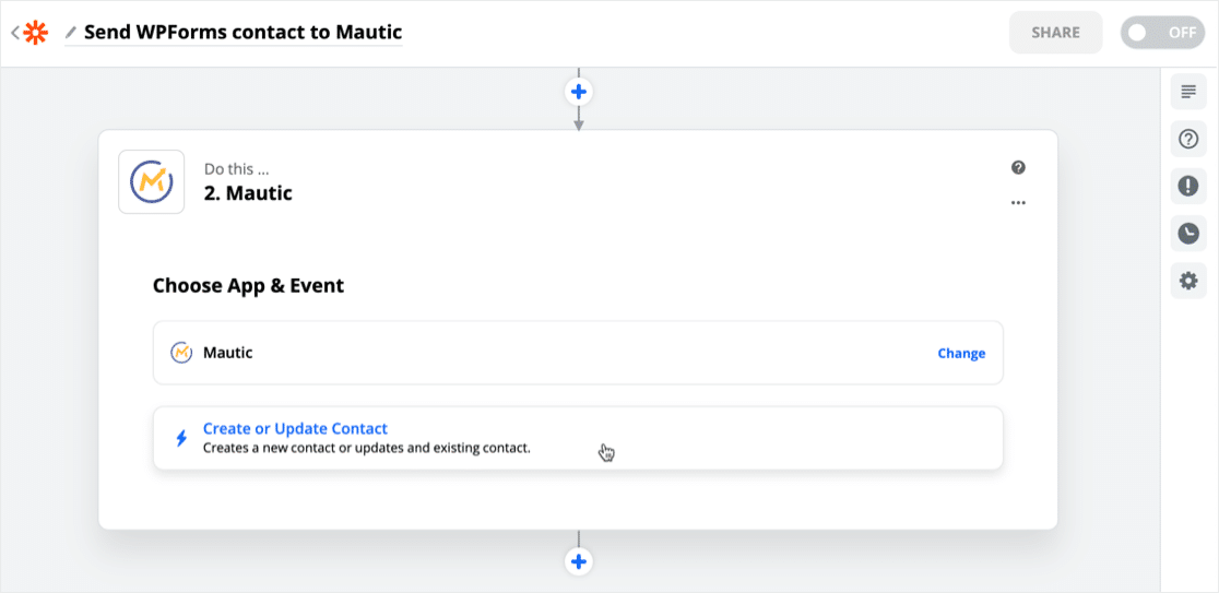 Choose Mautic event in Zapier