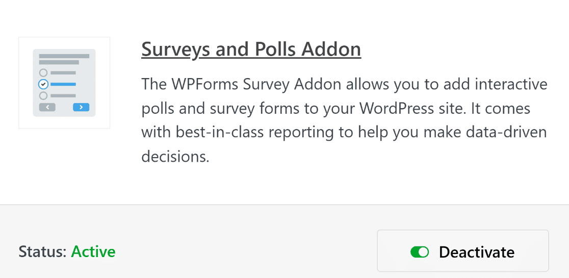 Survey and Polls addon active