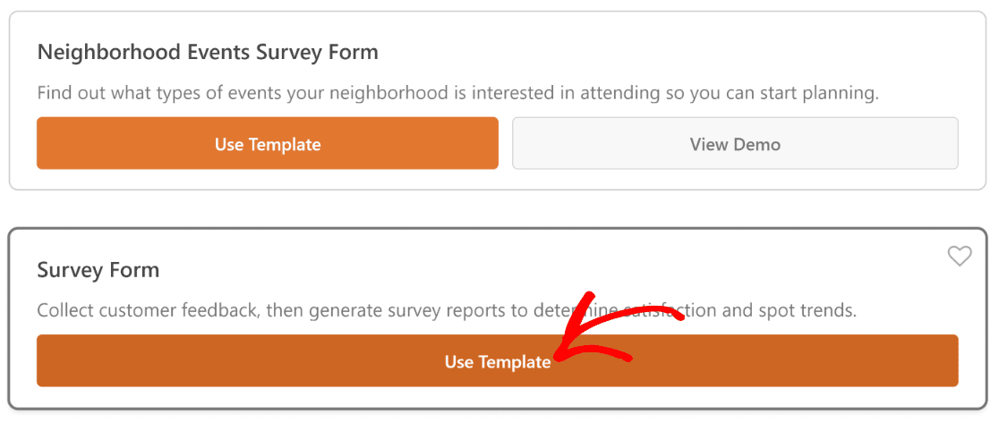 Use survey form template