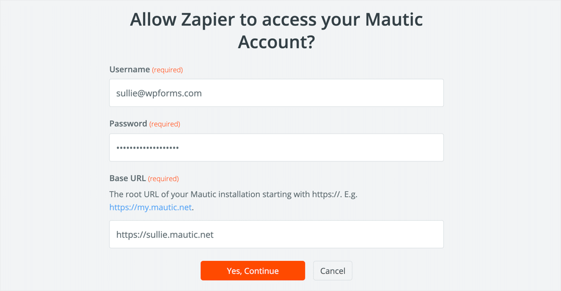 Zapier Mautic login