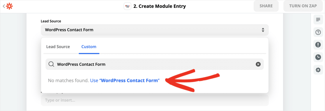 WordPress form tag in Zapier