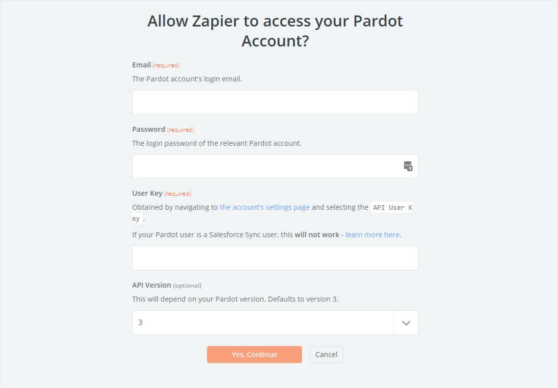 connect zapier and pardot
