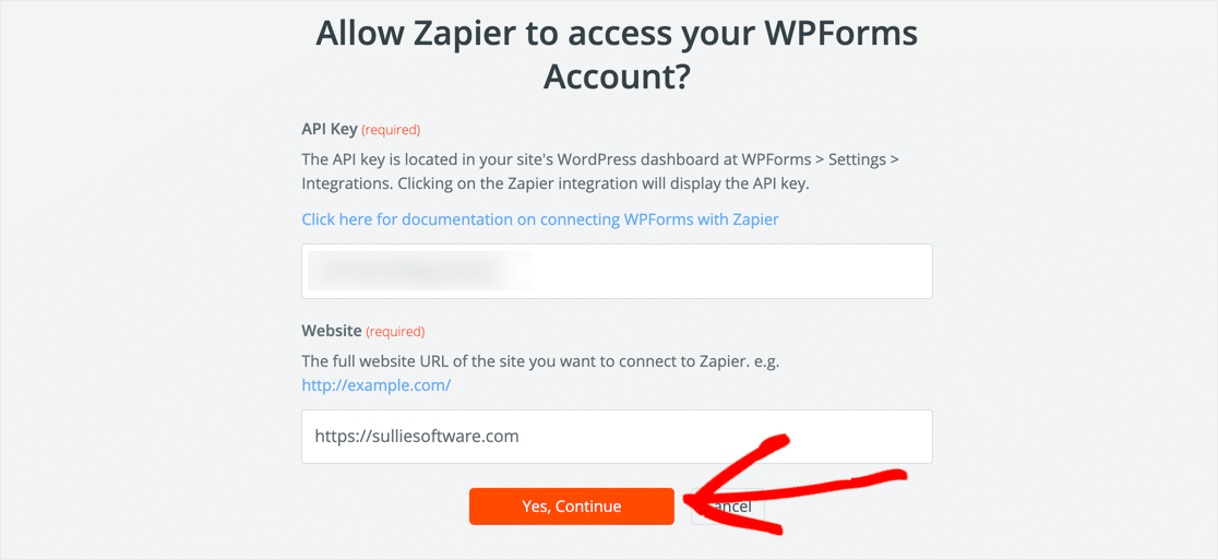 Zapier WPForms connection