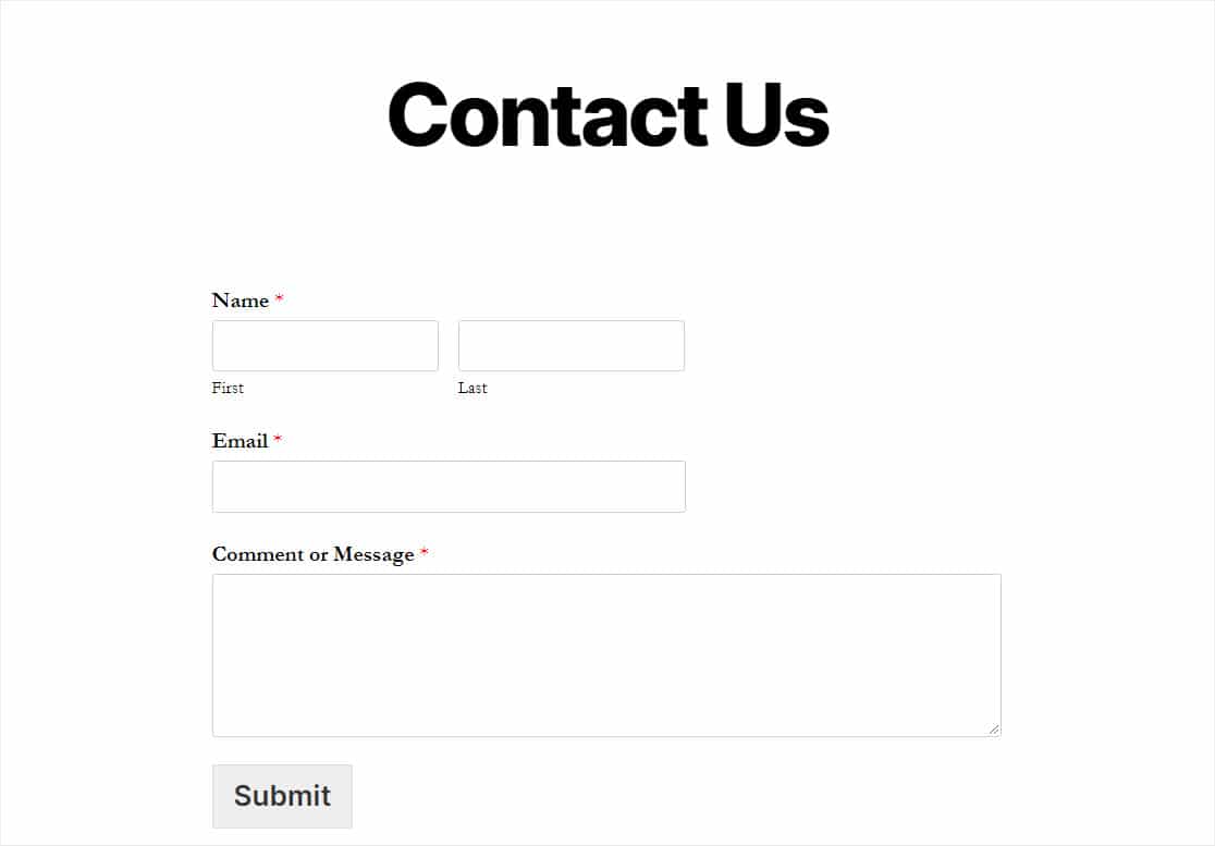 finished divi contact form