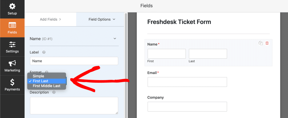 Freshdesk name field