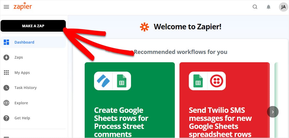 make a zap in zapier