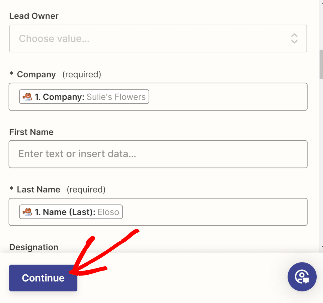 Mandatory field mappings Zoho-WPForms