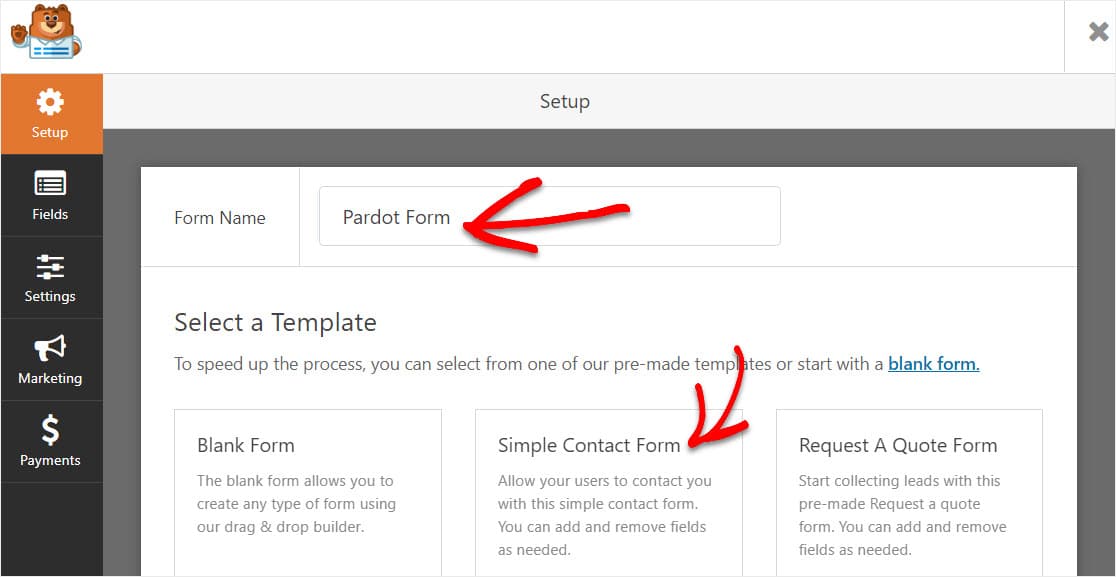 name pardot wordpress form on simple contact form template