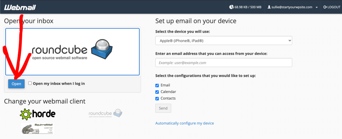 Open your free business email account at Bluehost