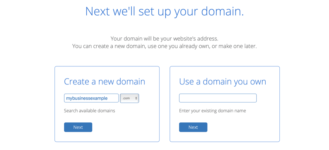 Search for your free business email domain name at Bluehost