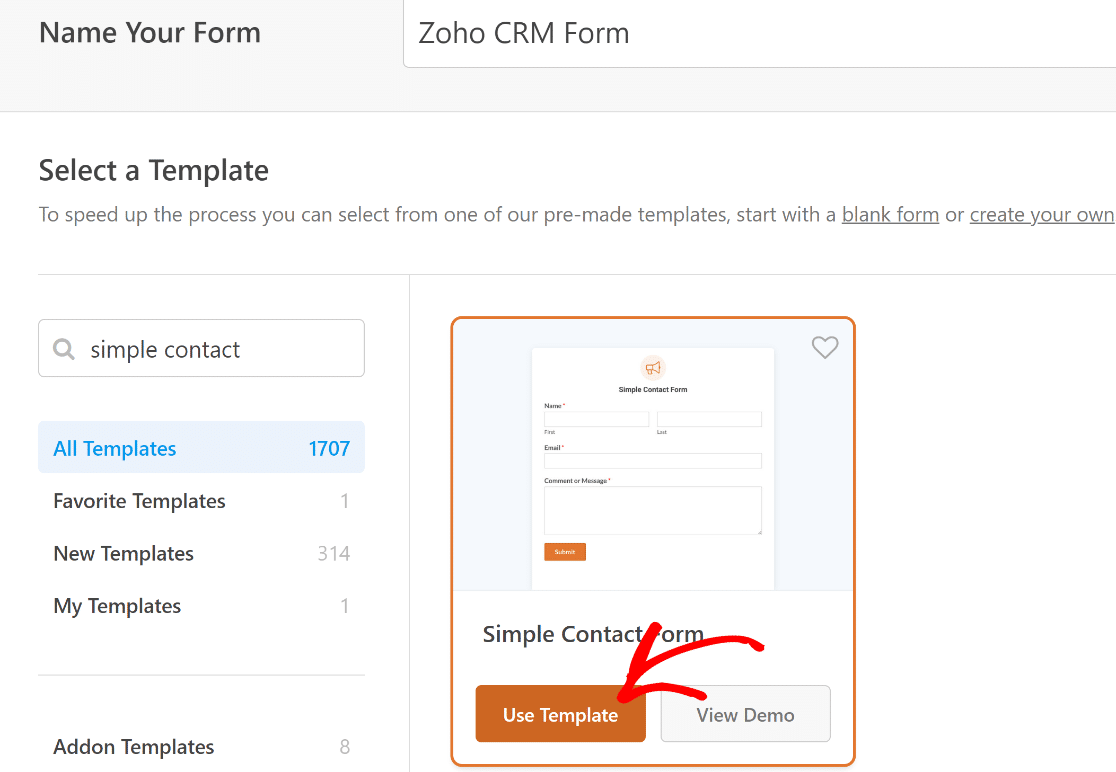 Select suitable form template