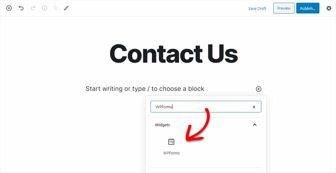 select wpforms widget to publish wordpress pardot form