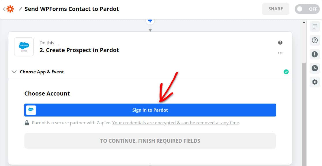 sign in to pardot on zapier