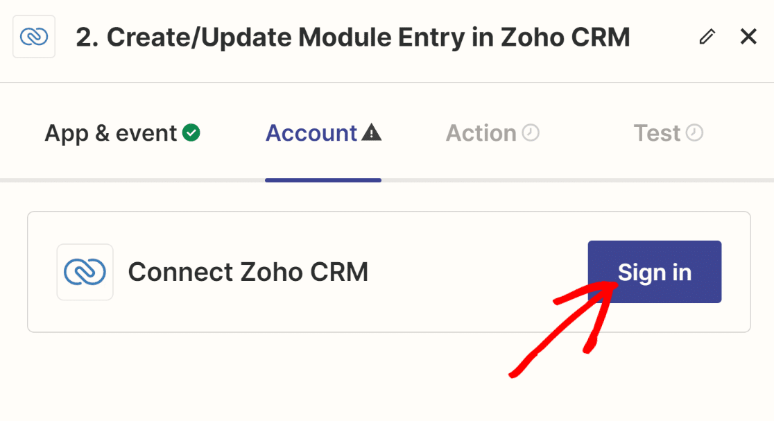 Sign in to Zoho Form from Zapier