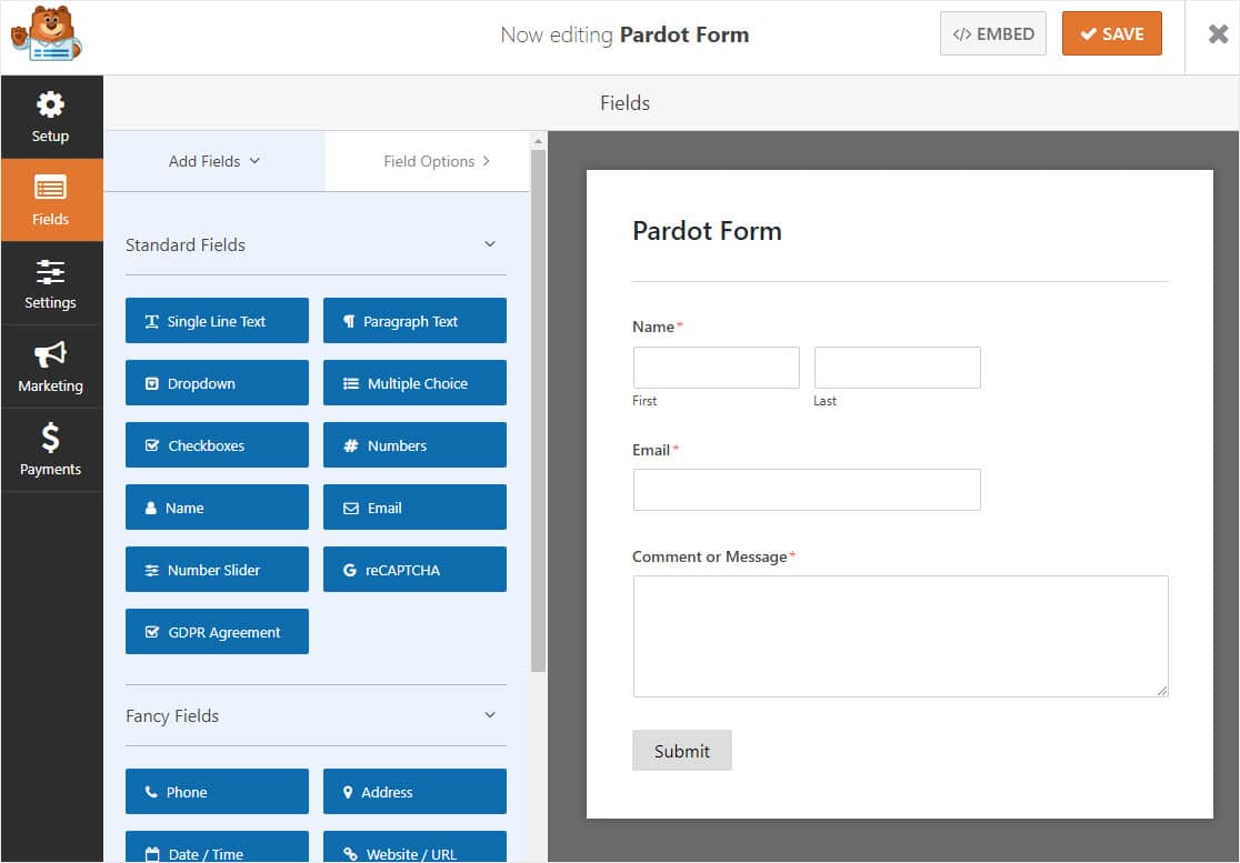 simple pardot wordpress form