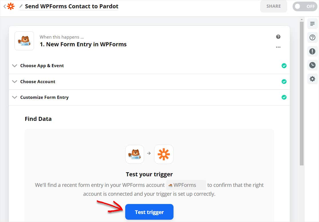 test trigger in zapier