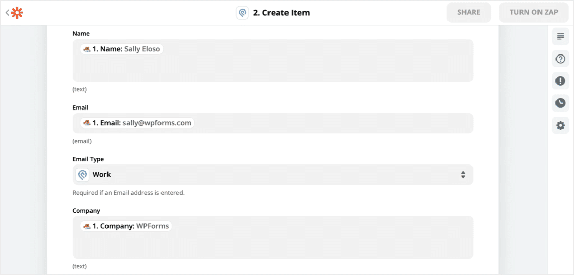 Field mapping for WordPress Podio integration