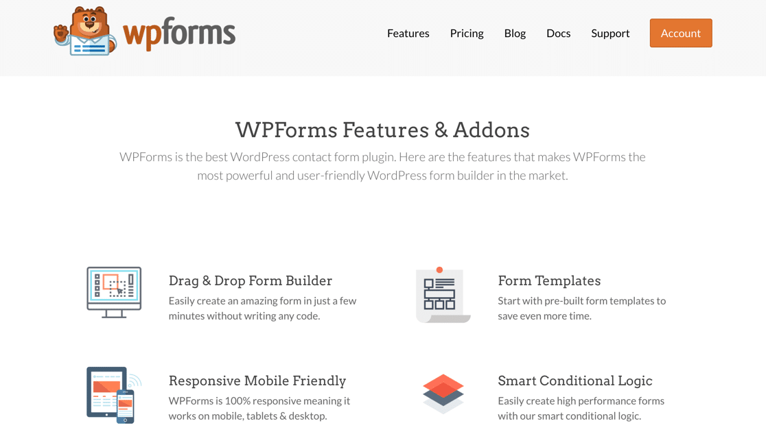 WPForms features