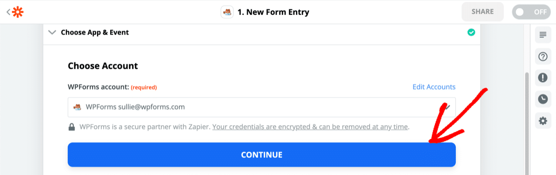 Add WPForms in Zapier