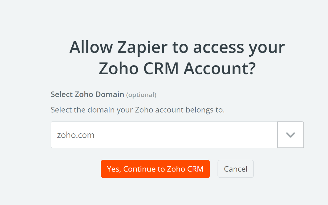 Domain select - Zoho