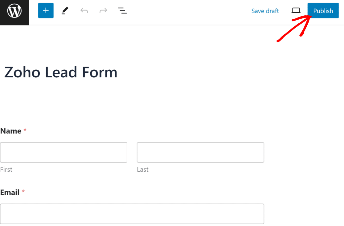 Publish Zoho form