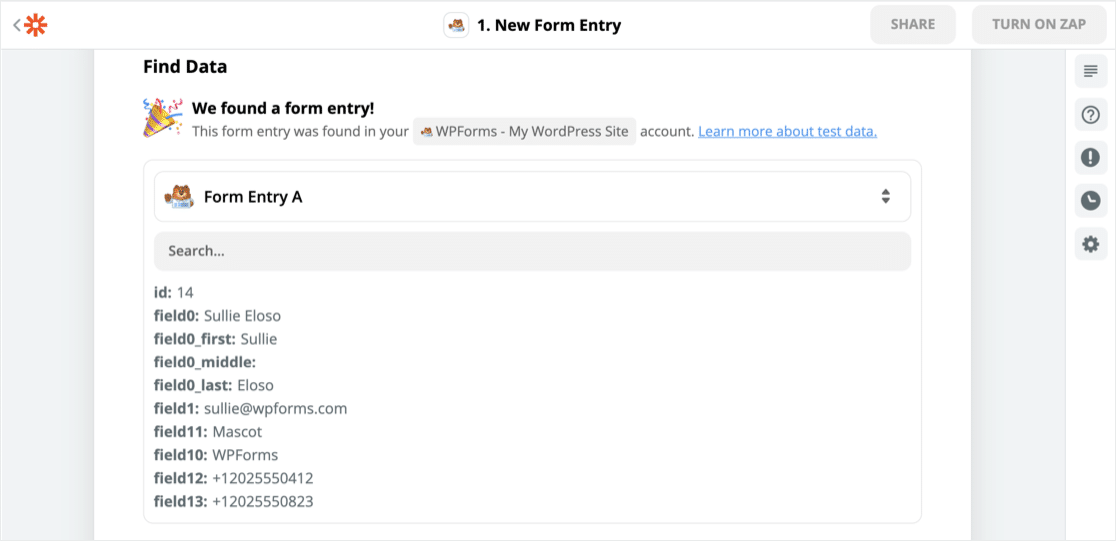 Zoho WordPress form fields in Zapier