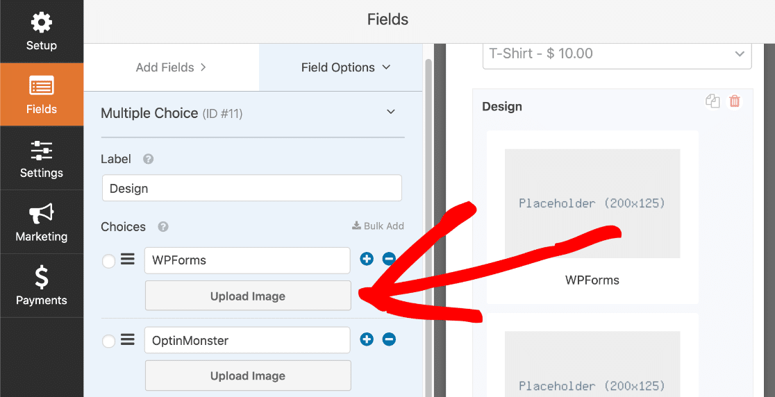 Add images to form answers in WordPress