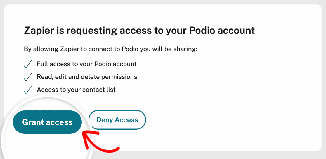 Allowing Zapier to access your Podio account