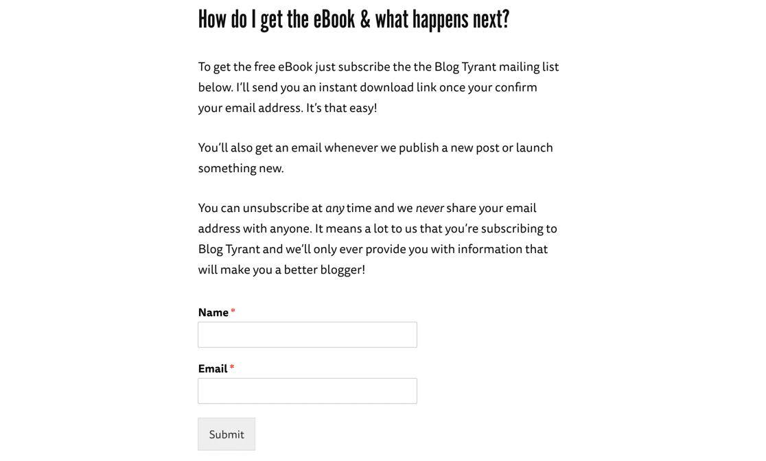 BlogTyrant newsletter signup form