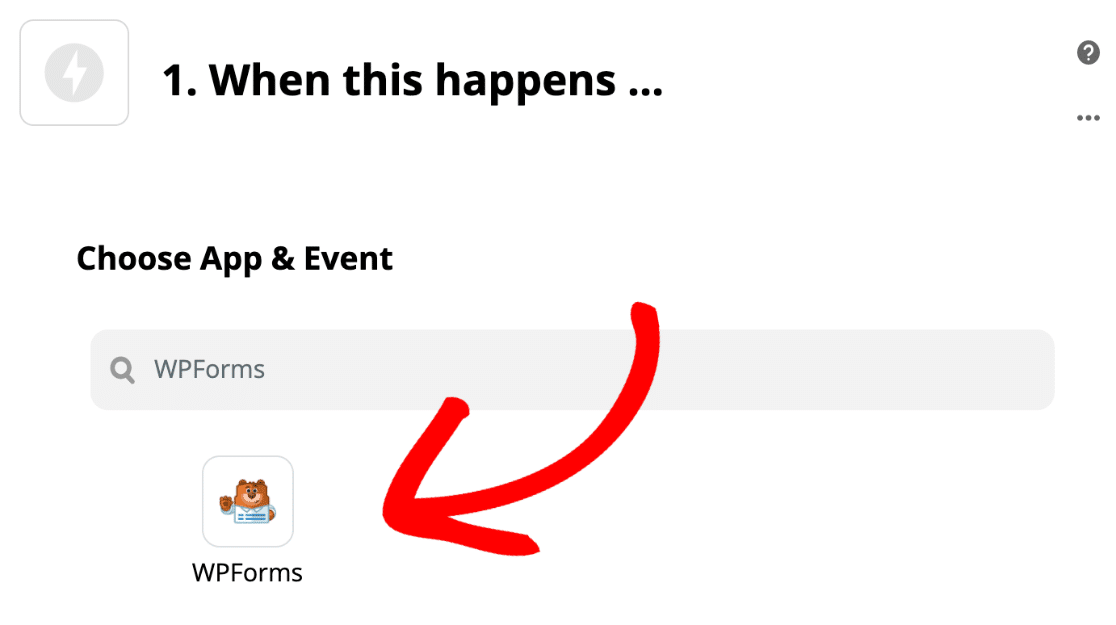 Choose WPForms trigger in Zapier