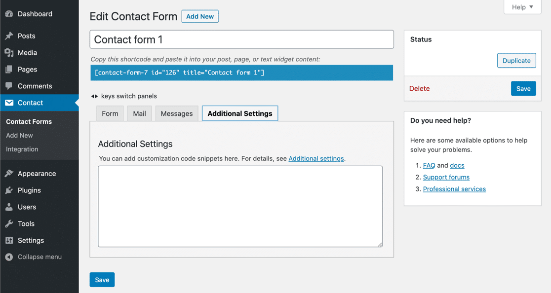 Contact Form 7 features