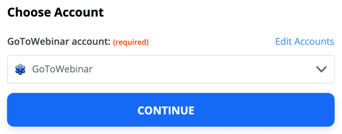 Select GoToWebinar in Zapier