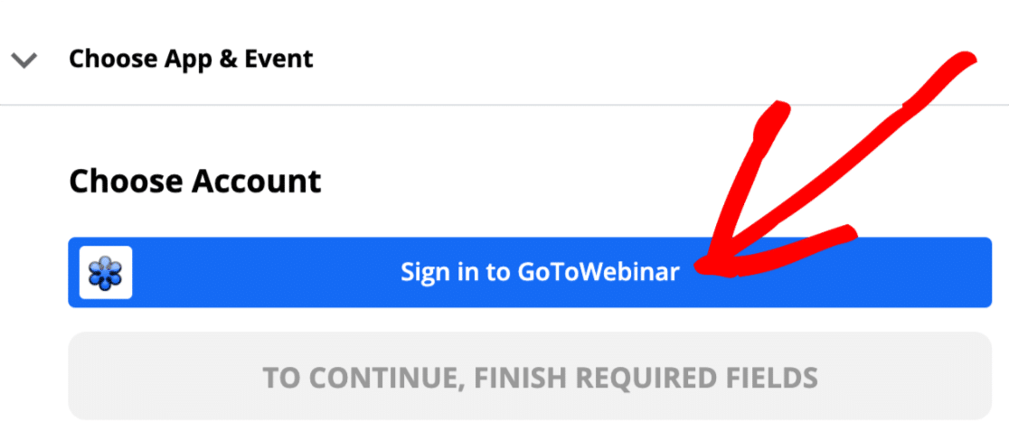 Sign in to GoToWebinar in Zapier