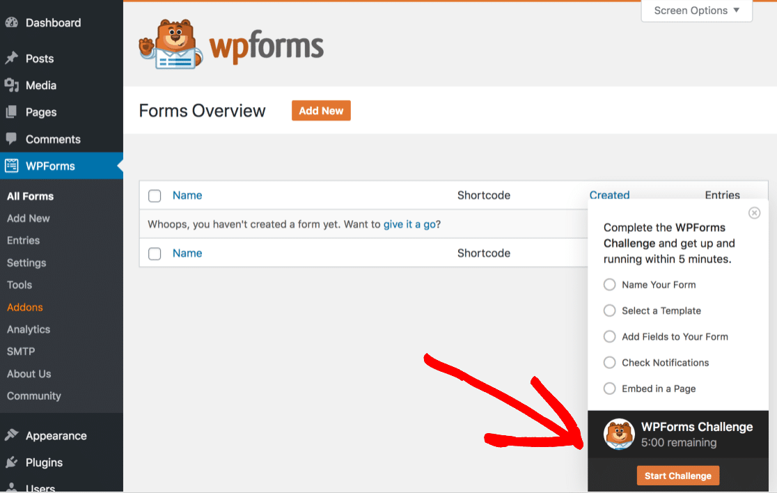 improved wpforms challenge display