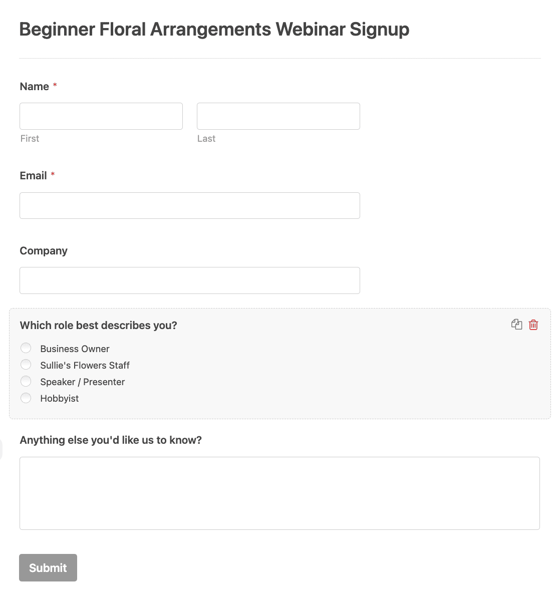 A custom Podio form