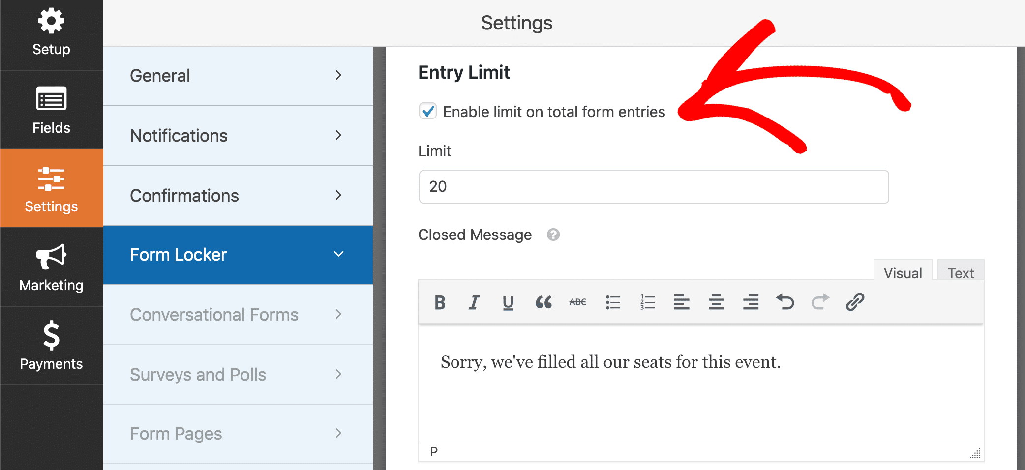 Form expiry based on maximum number of entries