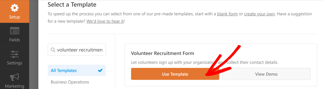 Volunteer form template