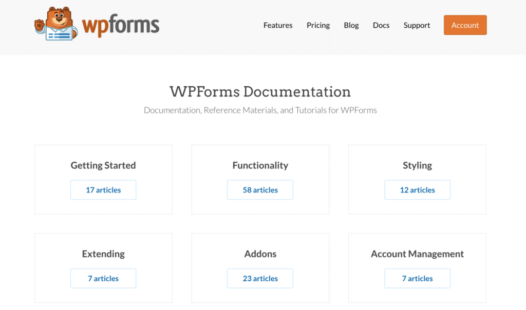 Ninja Forms vs Contact Form 7 vs WPForms documentation