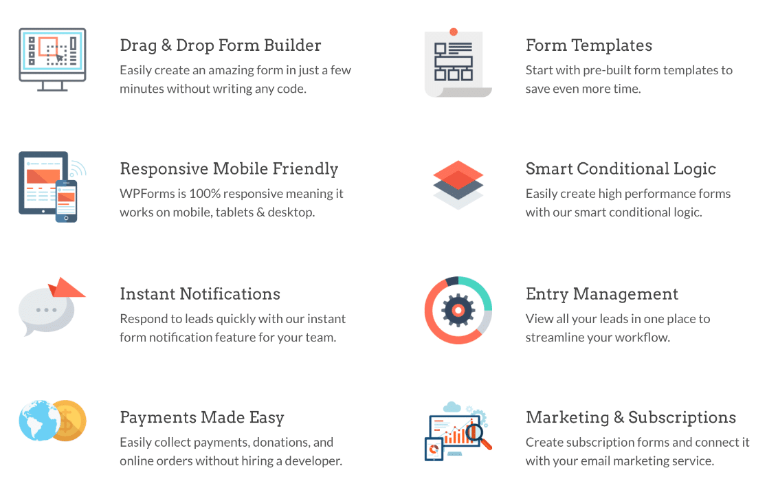 surveymonkey vs jotform vs wpforms: WPForms features