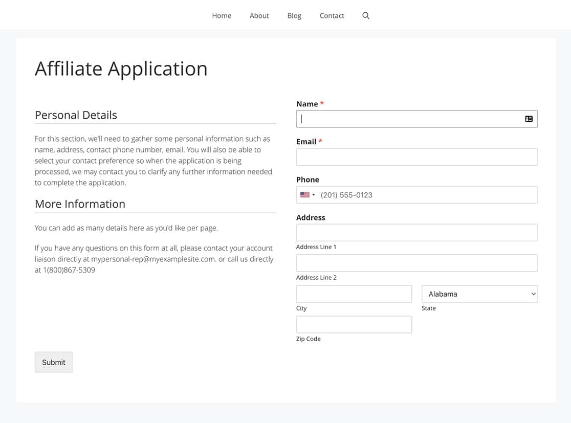 Now your form will have a static instruction column on the left and all your form fields on the right for each form.