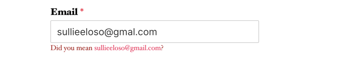 A validation message for an Email field