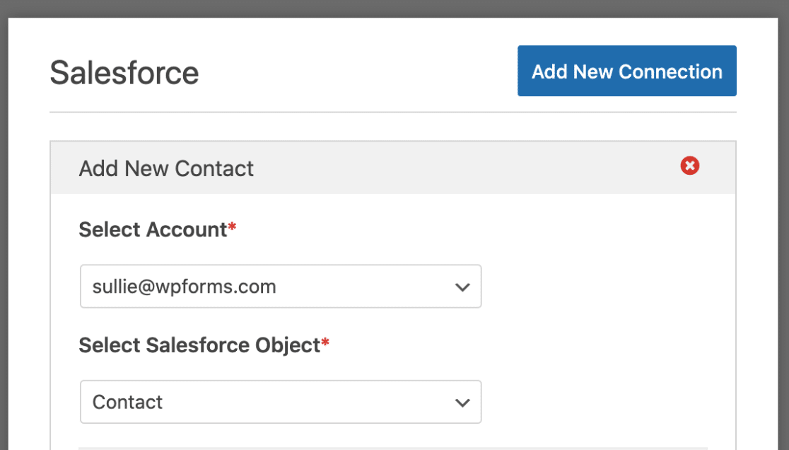 Adding a Salesforce object to a new connection