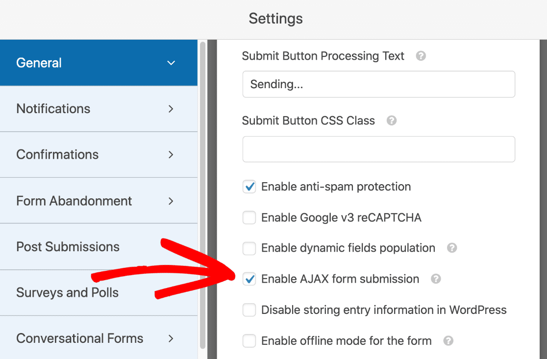 Turn on AJAX form submission for Stripe payment form