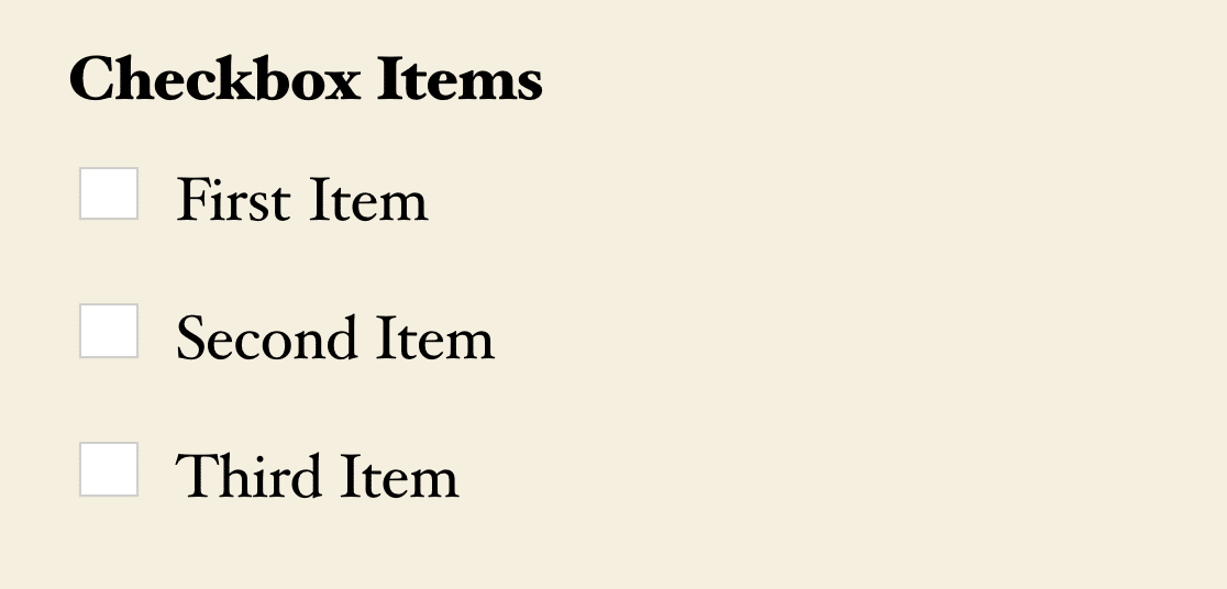 A Checkbox Items field