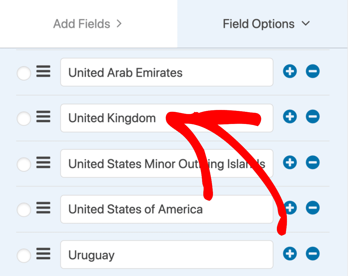 Rename country in dropdown list