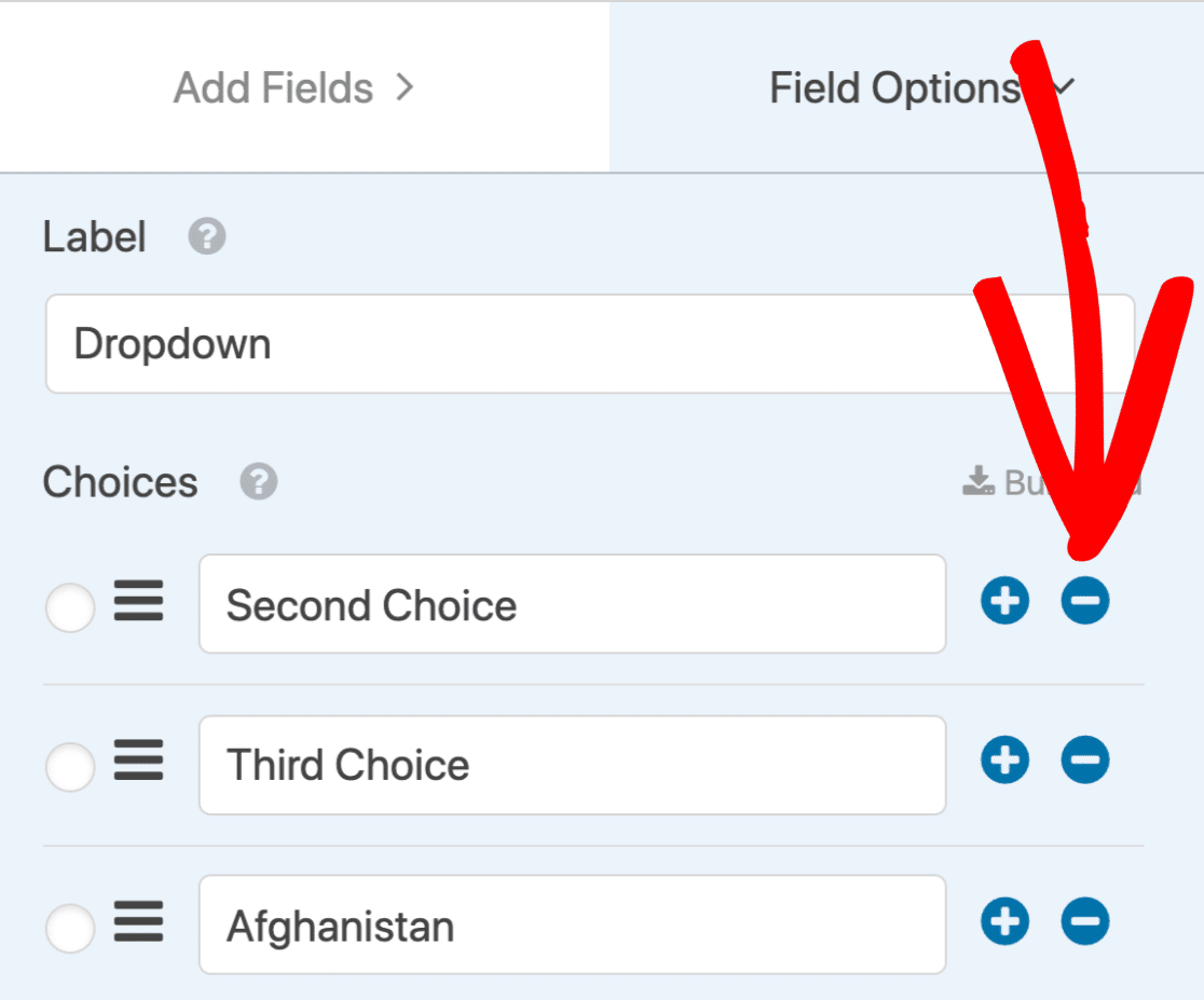 Delete defaults in country dropdown list