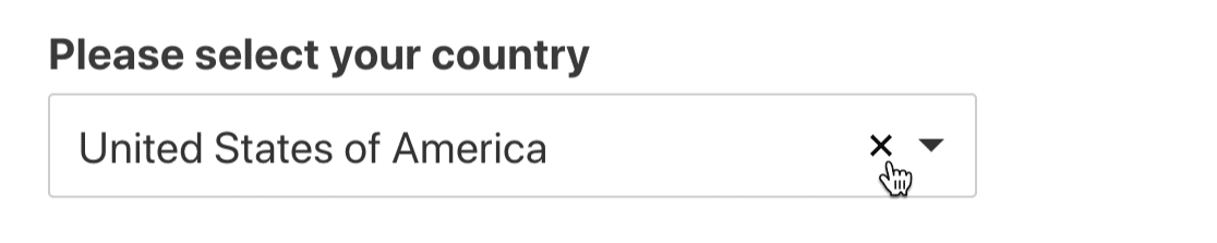 Click X on modern country dropdown list