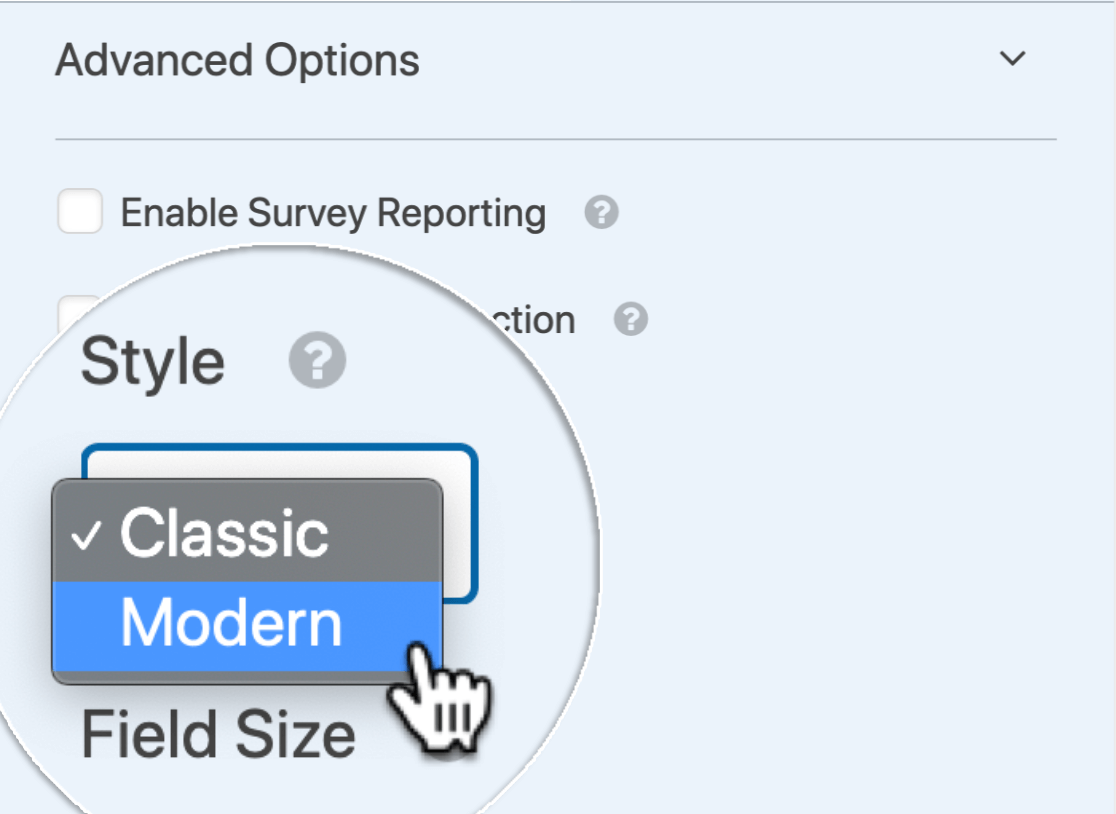 Choose the Modern country dropdown list style